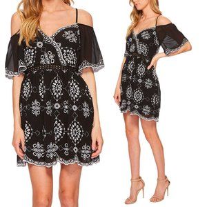 Romeo & Juliet Black White Embroidered Cold Shoulder Dress